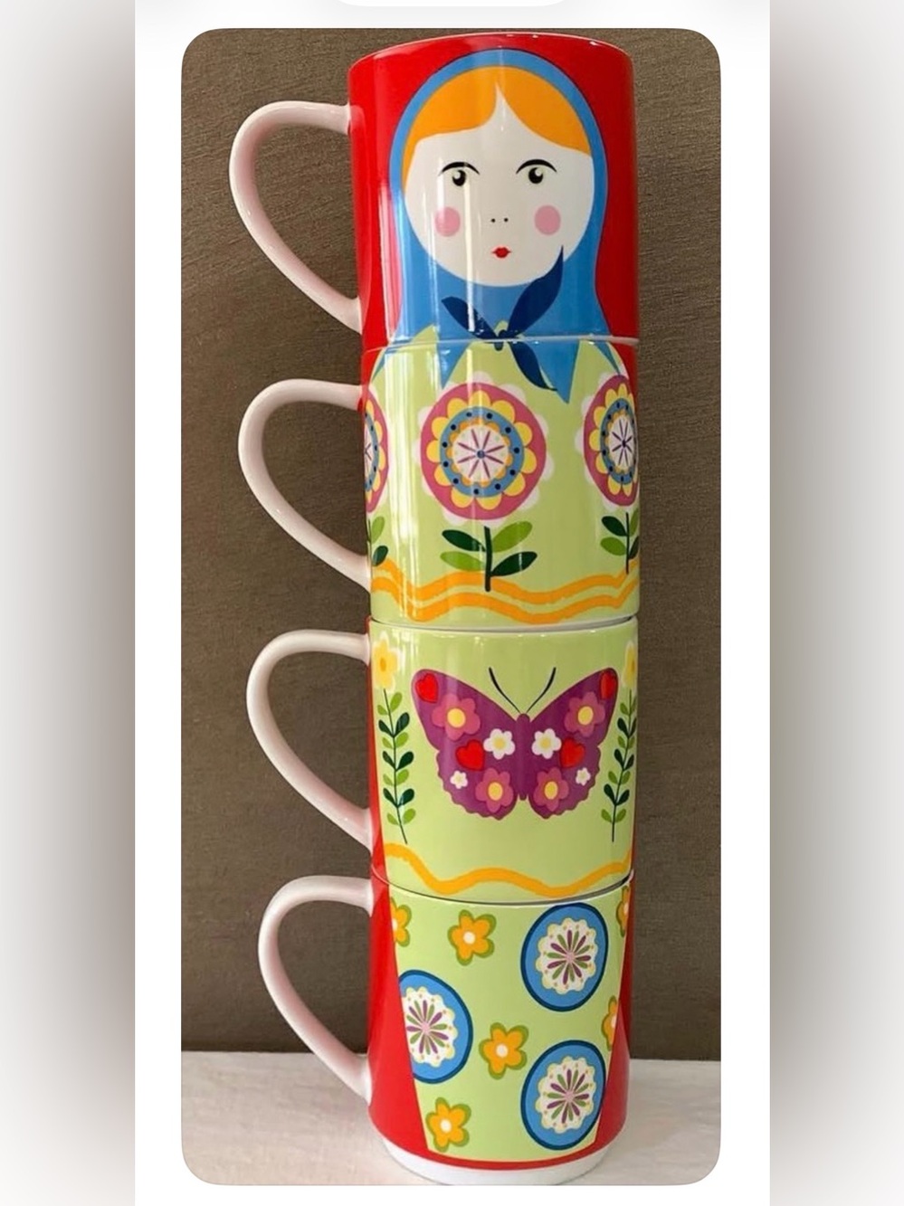 Maxwell & Williams "You're a Doll" Babushka/ Matryoshka Stackable Mugs Colorful - Picture 2 of 4